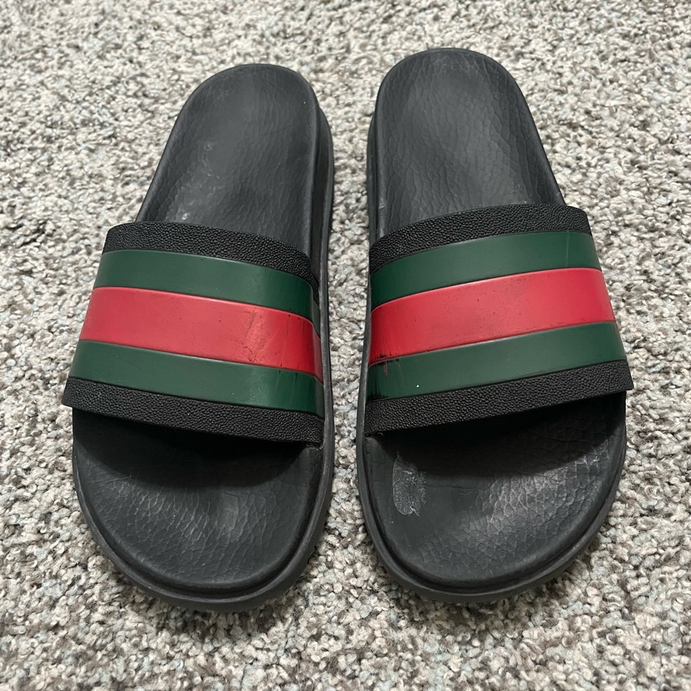 Gucci Men Slides with Red and Green Stripes